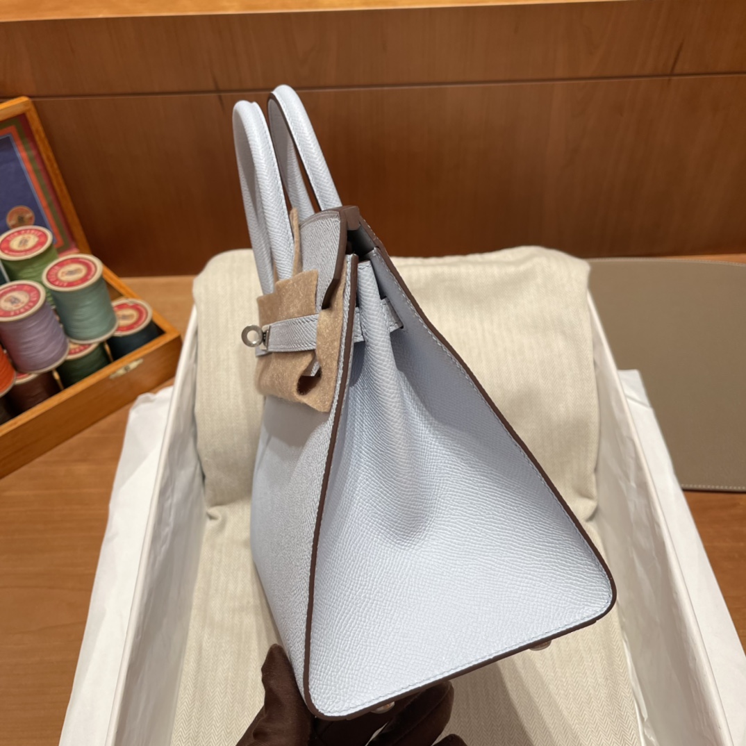 에르메스 버킨백25 포그블루 은장 앱송